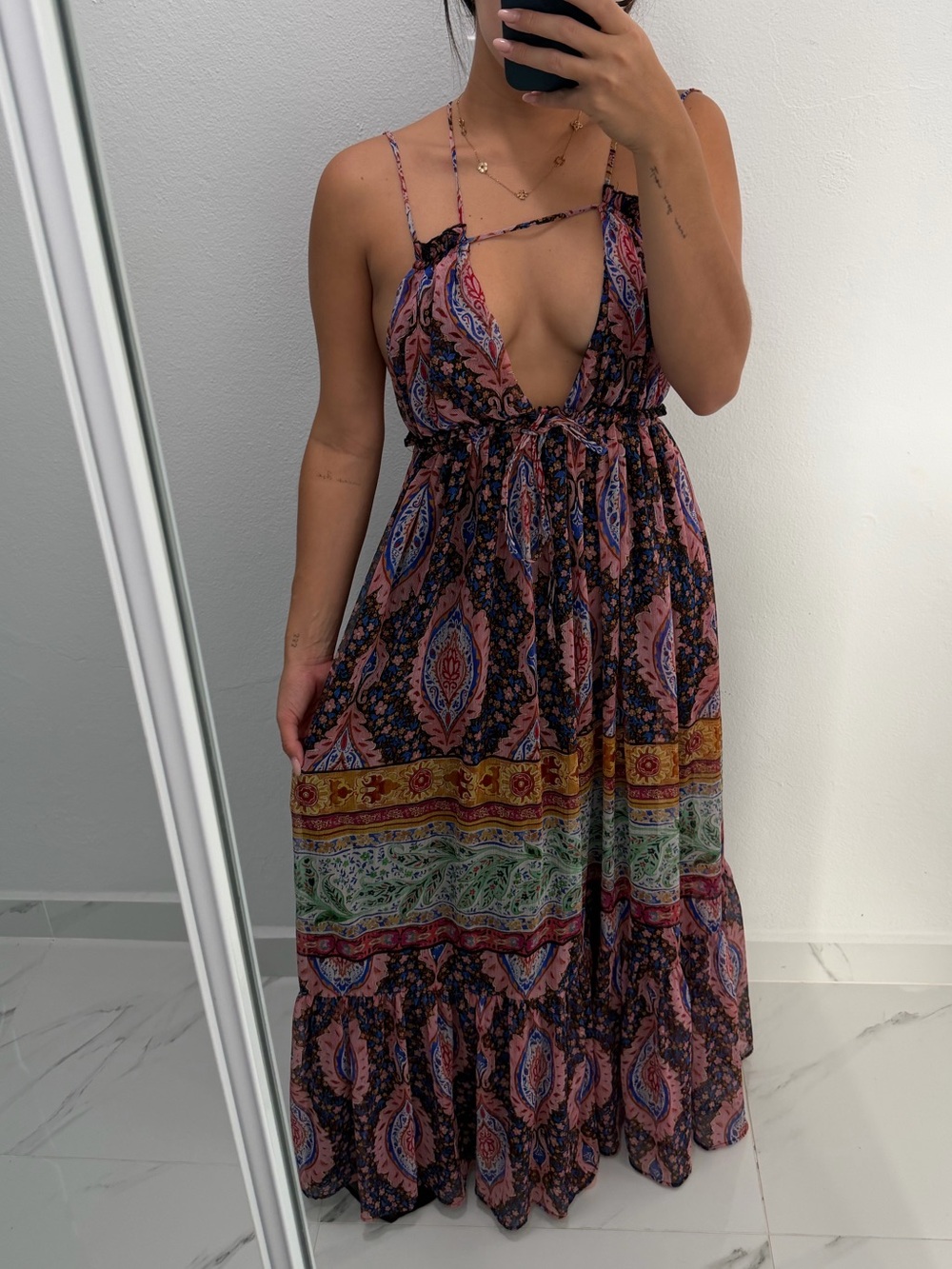 Zara Paisley Maxi Dress in Pink, Blue and Yellow